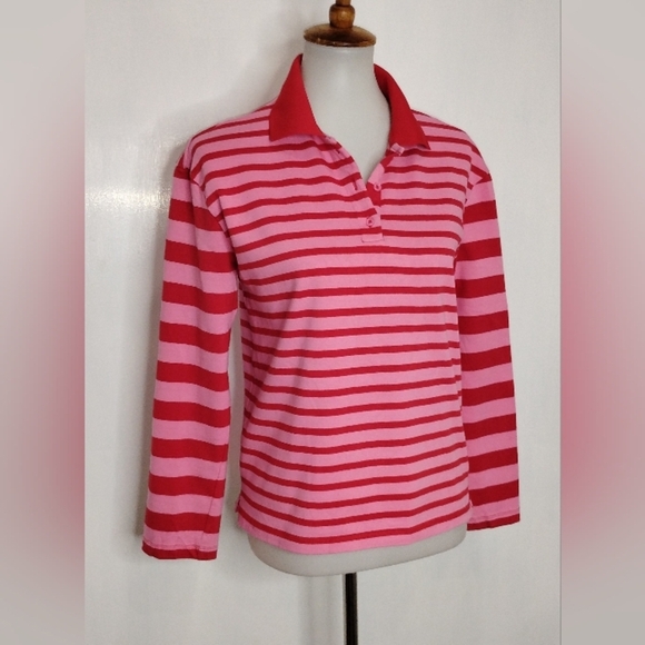 RED AND PINK STRIPED POLO SHIRT - Picture 4 of 6